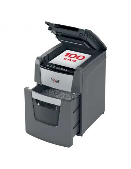 Rexel Optimum AutoFeed 100M Destructora de Papel Microcorte P-5 34L Negra