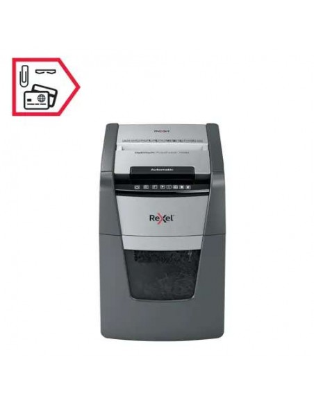 Rexel Optimum AutoFeed 100M Destructora de Papel Microcorte P-5 34L Negra