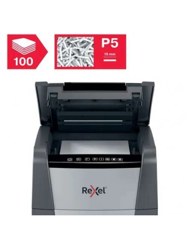 Rexel Optimum AutoFeed 100M Destructora de Papel Microcorte P-5 34L Negra