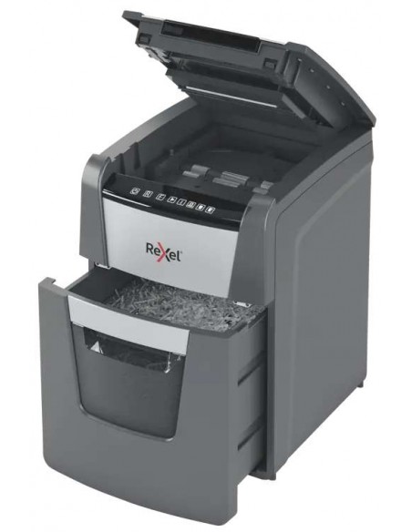 Rexel Optimum AutoFeed 100M Destructora de Papel Microcorte P-5 34L Negra