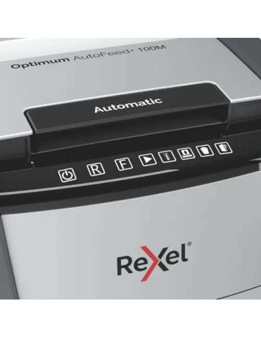 Rexel Optimum AutoFeed 100M Destructora de Papel Microcorte P-5 34L Negra