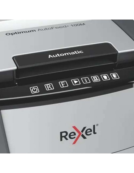 Rexel Optimum AutoFeed 100M Destructora de Papel Microcorte P-5 34L Negra