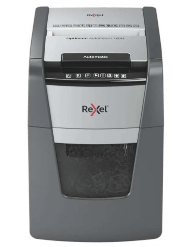 Rexel Optimum AutoFeed 100M Destructora de Papel Microcorte P-5 34L Negra