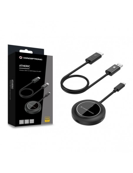 Conceptronic ATHERIC01B Adaptador de Pantalla Inalámbrico USB-C a HDMI FullHD 30m