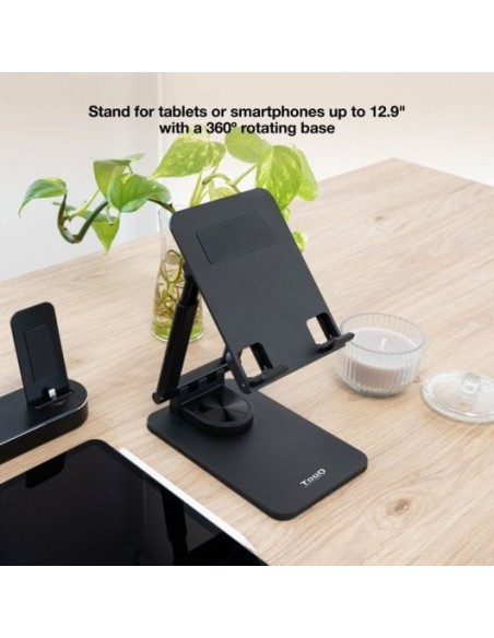 TooQ Soporte de Sobremesa Ajustable para Móvil o Tablet de hasta 12.9" Negro