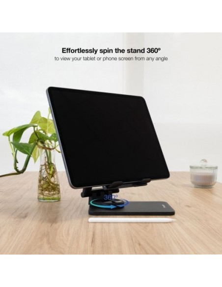 TooQ Soporte de Sobremesa Ajustable para Móvil o Tablet de hasta 12.9" Negro