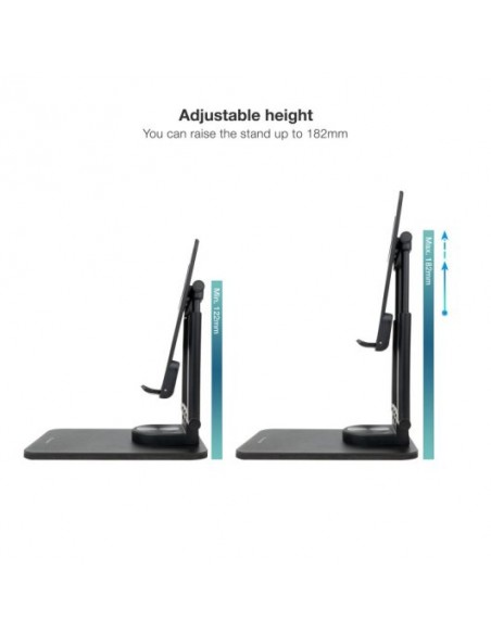 TooQ Soporte de Sobremesa Ajustable para Móvil o Tablet de hasta 12.9" Negro