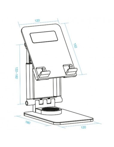 TooQ Soporte de Sobremesa Ajustable para Móvil o Tablet de hasta 12.9" Negro