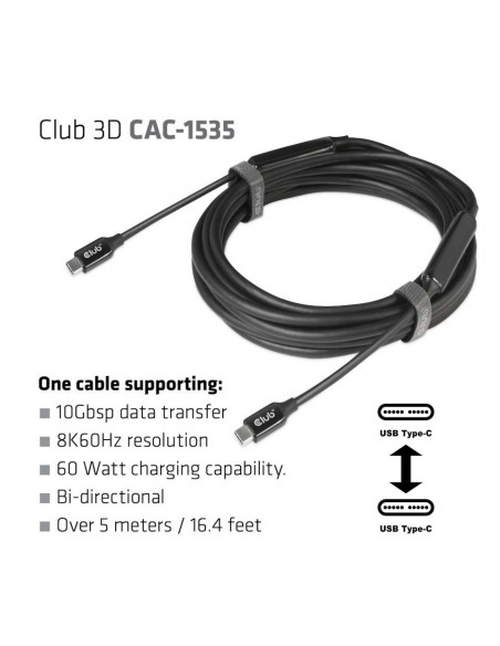 Club 3D CAC-2501 Cable Thunderbolt 5 USB-C 80Gbps 8K 240W 1m