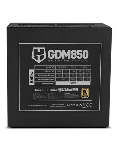Nox Hummer GDM 850W 80 Plus Gold Full Modular ATX 3.1 Fuente de Alimentación