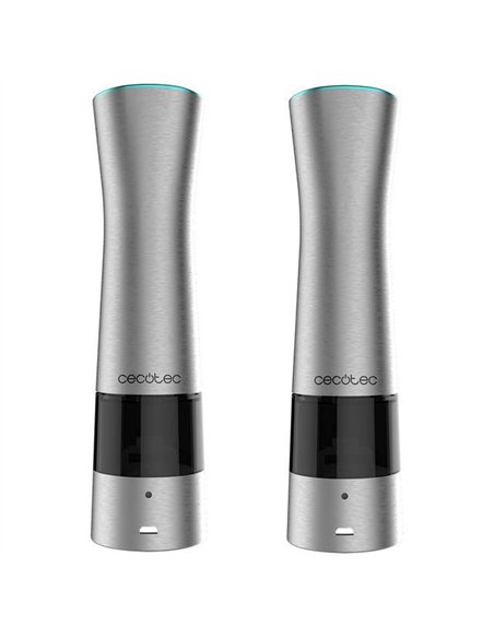 Cecotec InstantMill Press Duo, Molinillo de Especias Eléctrico con Cuerpo de Acero Inoxidable. 2 Unidades