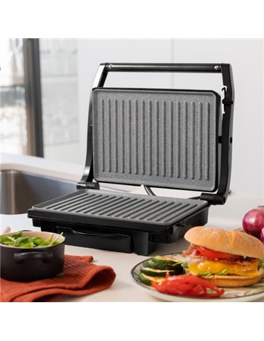 Cecotec Rock'nGrill Dark 1000. Parrilla Electrica de 1000 W, Revestimiento de Piedra