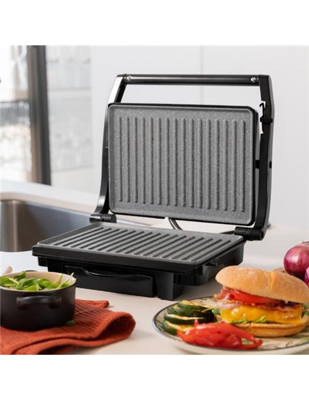 Cecotec Rock'nGrill Dark 1000. Parrilla Electrica de 1000 W, Revestimiento de Piedra