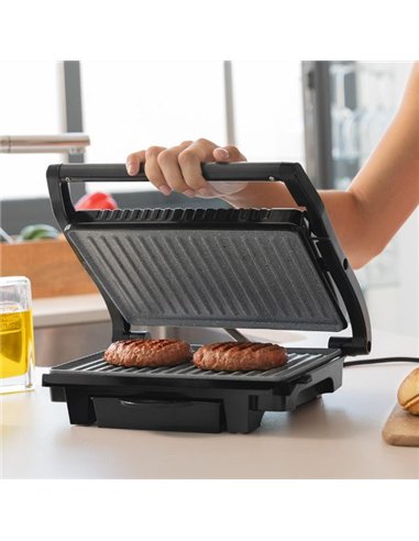 Cecotec Rock'nGrill Dark 1000. Parrilla Electrica de 1000 W, Revestimiento de Piedra