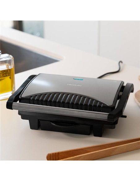 Cecotec Rock'nGrill Dark 1000. Parrilla Electrica de 1000 W, Revestimiento de Piedra