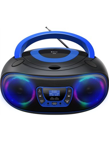 Denver TDB-212BU Radio CD Boombox DAB+/FM con Bluetooth, USB y Entrada AUX Azul