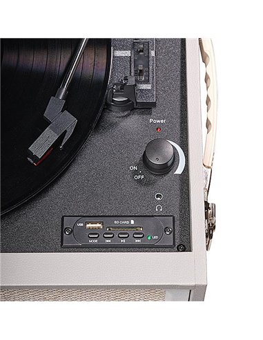 Denver VPR-250 Tocadiscos Retro con Bluetooth, Radio FM y Grabación MP3 por USB