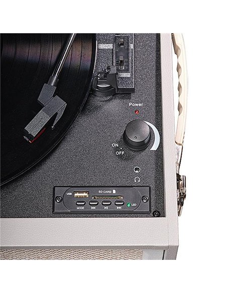 Denver VPR-250 Tocadiscos Retro con Bluetooth, Radio FM y Grabación MP3 por USB