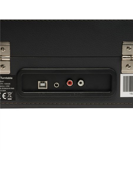 Denver VPL-130DGR Tocadiscos Maleta Gris Oscuro con Altavoces Integrados y Grabación a PC por USB
