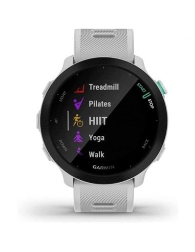 Garmin Forerunner 55 Reloj Deportivo GPS con Frecuencia Cardíaca y 5 ATM, Blanco