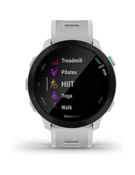 Garmin Forerunner 55 Reloj Deportivo GPS con Frecuencia Cardíaca y 5 ATM, Blanco