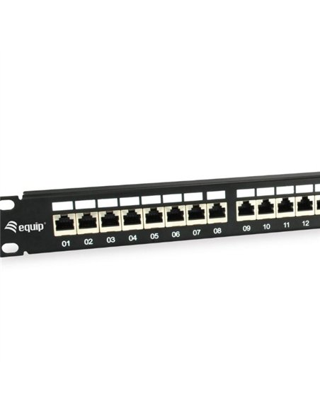 Equip 326625 Panel de Conexión Blindado Cat.6A de 24 puertos, Negro