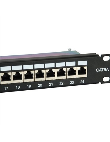 Equip 326625 Panel de Conexión Blindado Cat.6A de 24 puertos, Negro