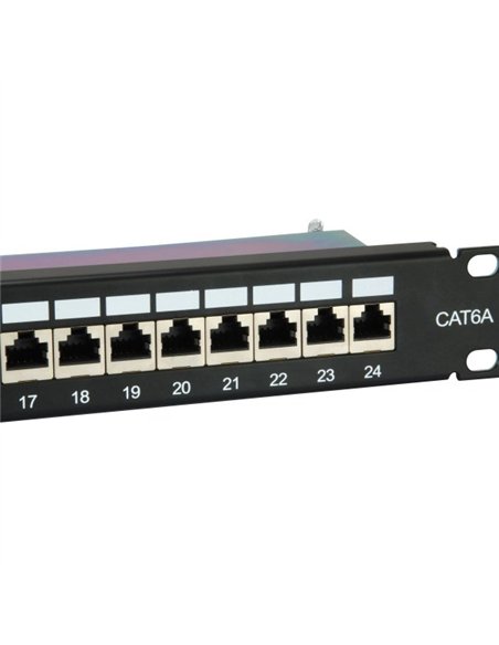 Equip 326625 Panel de Conexión Blindado Cat.6A de 24 puertos, Negro