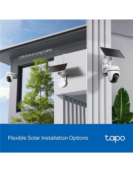 TP-Link Tapo TC90 Kit Cámara de Vigilancia 360º con Panel Solar y Batería, 2K 3MP, Detección IA