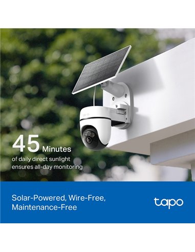 TP-Link Tapo TC90 Kit Cámara de Vigilancia 360º con Panel Solar y Batería, 2K 3MP, Detección IA