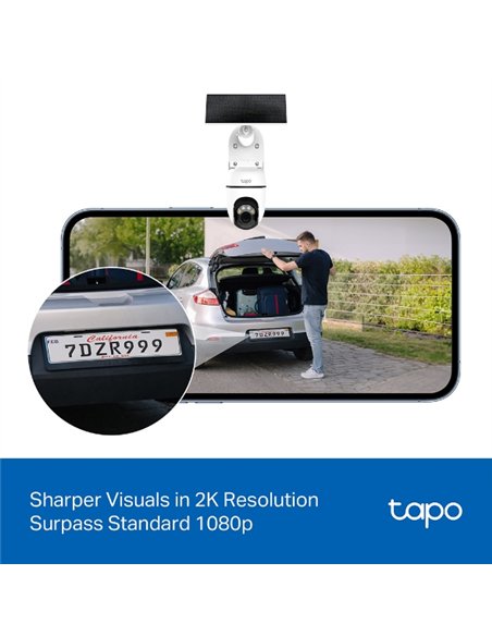 TP-Link Tapo TC90 Kit Cámara de Vigilancia 360º con Panel Solar y Batería, 2K 3MP, Detección IA