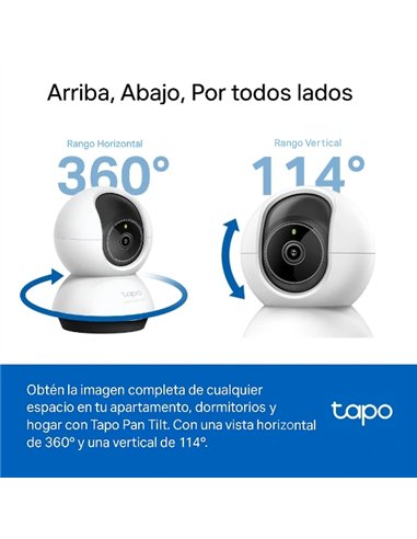 TP-Link Tapo TC74 Cámara Vigilancia 360º Interior, 3K 5MP, Detección IA Visión Nocturna