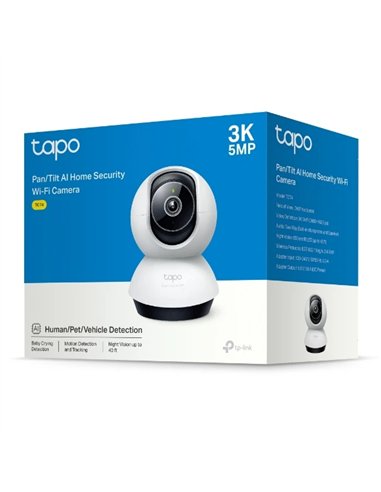 TP-Link Tapo TC74 Cámara Vigilancia 360º Interior, 3K 5MP, Detección IA Visión Nocturna
