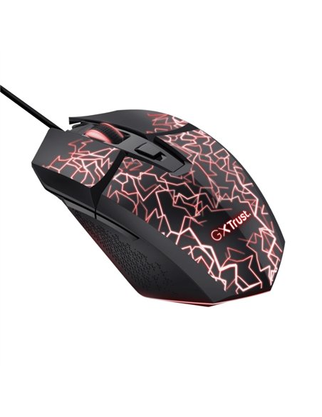 Trust GXT 113 Felox Ratón USB 6400 DPI Iluminación Multicolor 6 Botones Negro