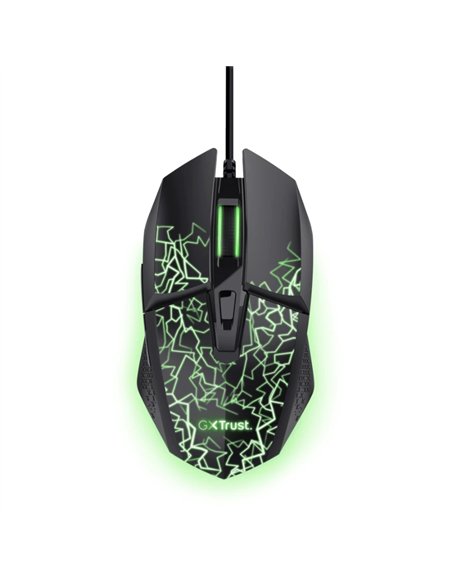 Trust GXT 113 Felox Ratón USB 6400 DPI Iluminación Multicolor 6 Botones Negro