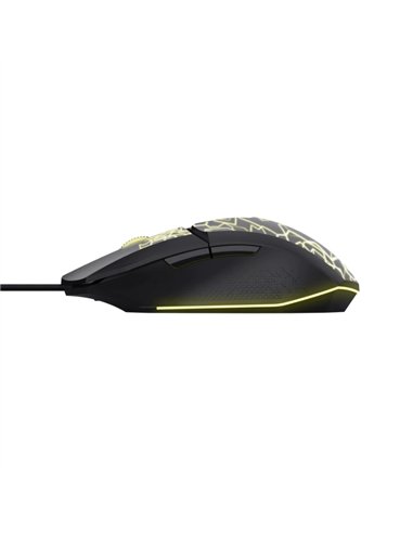 Trust GXT 113 Felox Ratón USB 6400 DPI Iluminación Multicolor 6 Botones Negro