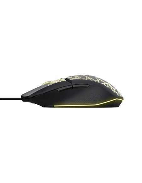Trust GXT 113 Felox Ratón USB 6400 DPI Iluminación Multicolor 6 Botones Negro