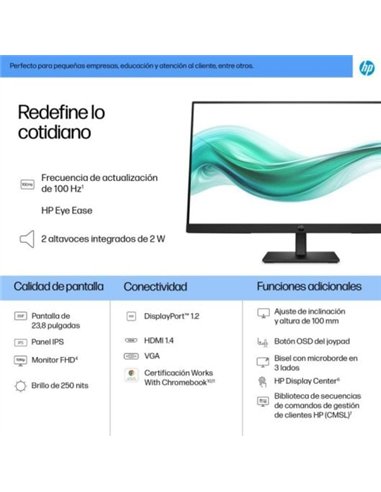 HP Series 3 Pro 324PH 23.8" LED IPS FullHD 100Hz Altavoces 5ms Altura Ajustable Monitor