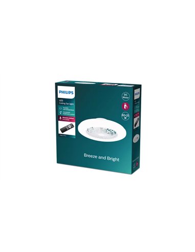 Philips Amigo 60+25W Ventilador de Techo con Luz LED Regulable y Mando a Distancia