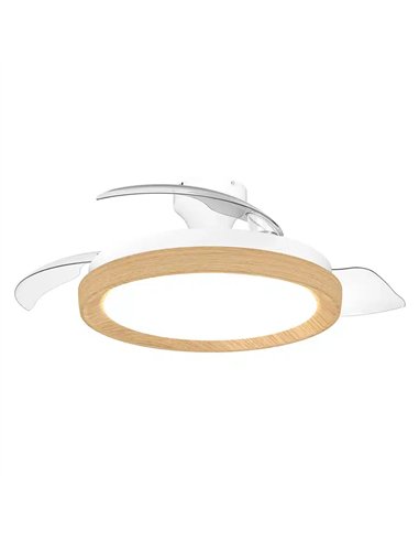Philips Bliss Ventilador de Techo con Luz LED Regulable, Aspas Retráctiles y Mando, Madera