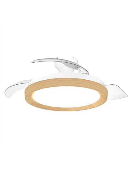 Philips Bliss Ventilador de Techo con Luz LED Regulable, Aspas Retráctiles y Mando, Madera