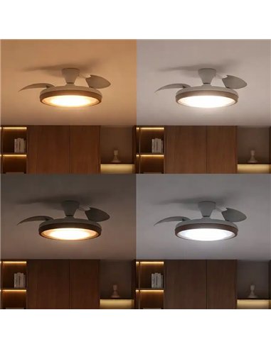 Philips Bliss Ventilador de Techo con Luz LED Regulable, Aspas Retráctiles y Mando, Madera
