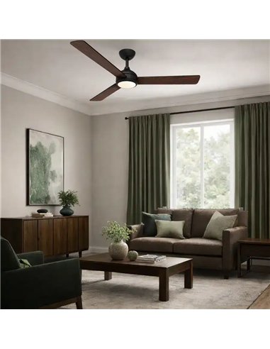 Philips Velyx 32+24W Ventilador de Techo con Luz LED Regulable y Mando, Negro/Madera Oscura
