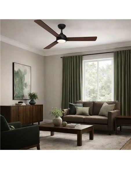 Philips Velyx 32+24W Ventilador de Techo con Luz LED Regulable y Mando, Negro/Madera Oscura