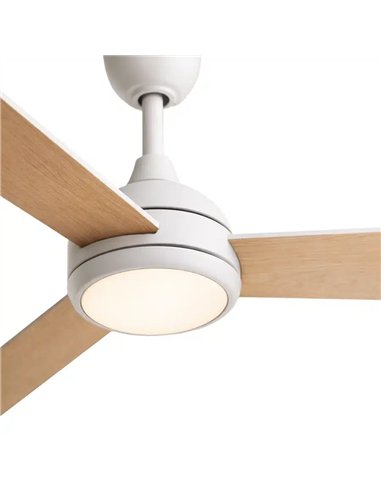 Philips Velyx 32+24W Ventilador de Techo con Luz LED Regulable y Mando, Blanco/Madera Clara