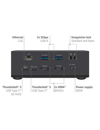 Club 3D CSV-2562 Docking Station Thunderbolt 5 con 12 Puertos, SSD M.2, 2xHDMI, 8K/60Hz