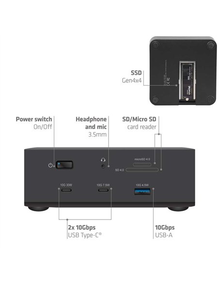 Club 3D CSV-2562 Docking Station Thunderbolt 5 con 12 Puertos, SSD M.2, 2xHDMI, 8K/60Hz