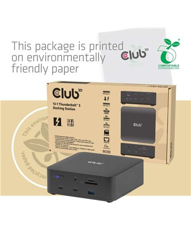 Club 3D CSV-2562 Docking Station Thunderbolt 5 con 12 Puertos, SSD M.2, 2xHDMI, 8K/60Hz