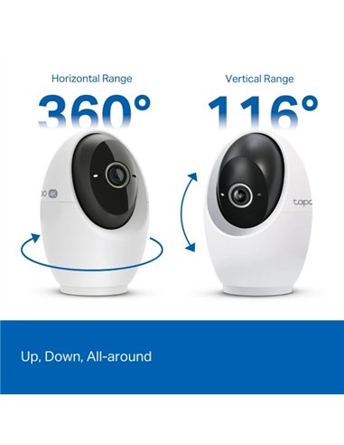 TP-Link Tapo C260 Cámara de Vigilancia 360º Interior, 4K 8MP, Detección IA, Reconocimiento Facial, Visión Nocturna Monitor