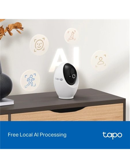 TP-Link Tapo C260 Cámara de Vigilancia 360º Interior, 4K 8MP, Detección IA, Reconocimiento Facial, Visión Nocturna Monitor